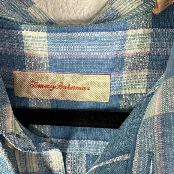 Tommy Bahama 100% Silk Short Sleeve Button Down Shirt Blue Size XL
